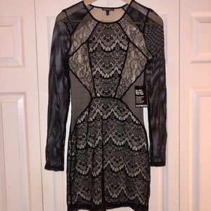 Express fishnet mini-dress.